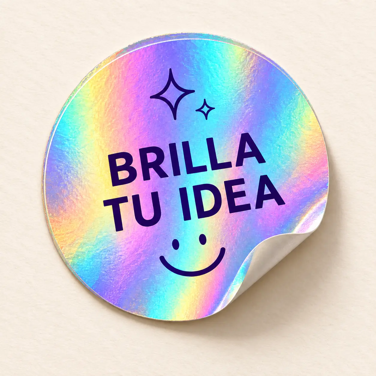 Sticker circular en BOPP holográfico con reflejos arcoíris: etiquetas de seguridad y ediciones especiales